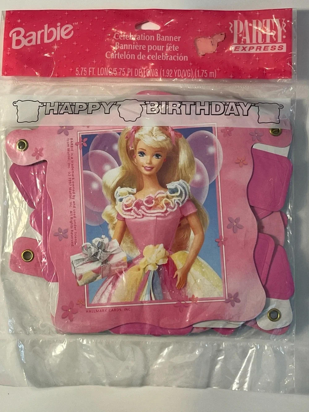 Barbie Pink and Yellow 'Happy Birthday' Celebration Banner